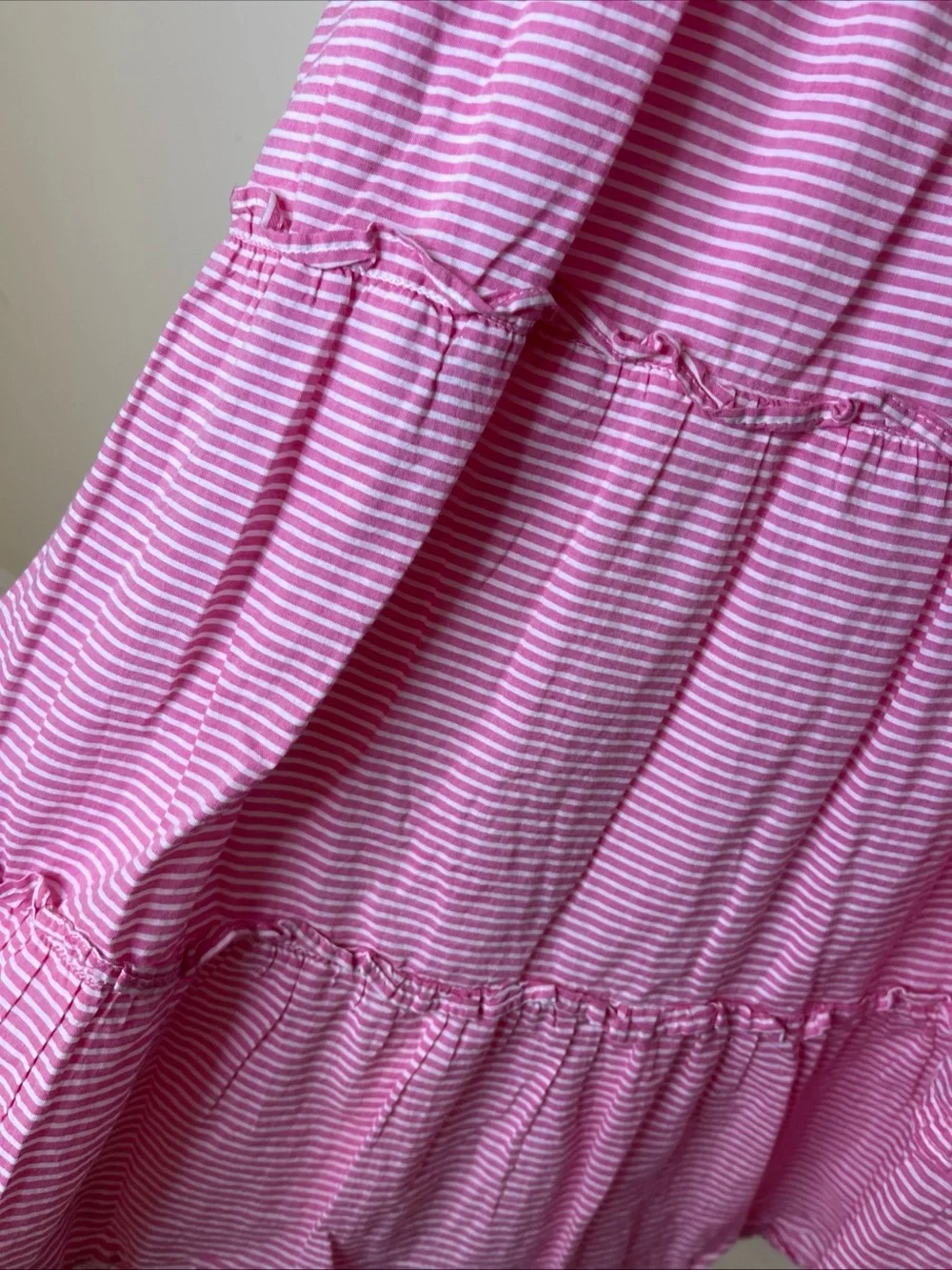 J.Crew Dress Womens XXS Pink Stripe Tiered Sundress Smocked Cottagecore